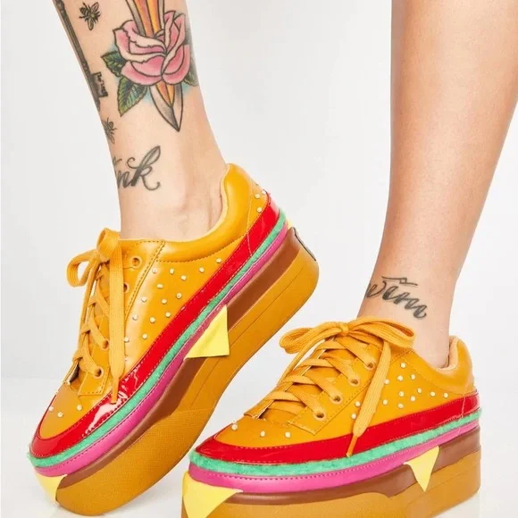 RARE Extra Cheese Please Burger Sneakers - Picture 5 of 11